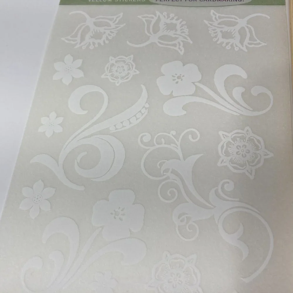 6 Sheets White Floral Stickers Card Making Flowers